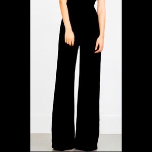 COPY - COPY - Wide black velvet trousers high wai…